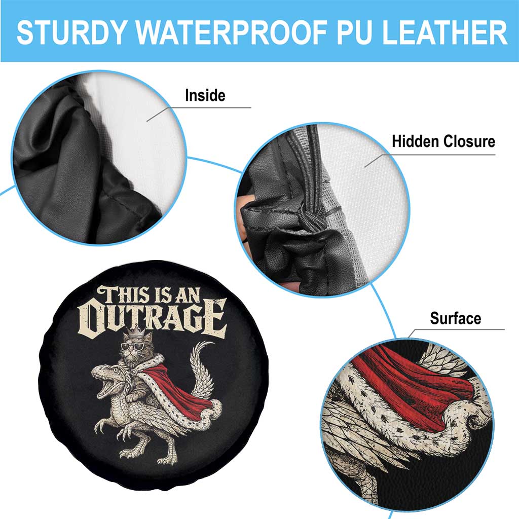 This Is an Outrage Royal Cat Spare Tire Cover Funny Princess Cat Riding Dragon Fantasy TS02 Print Your Wear