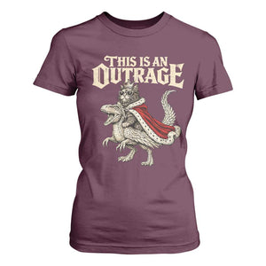 This Is an Outrage Royal Cat T Shirt For Women Funny Princess Cat Riding Dragon Fantasy TS02 Maroon Print Your Wear