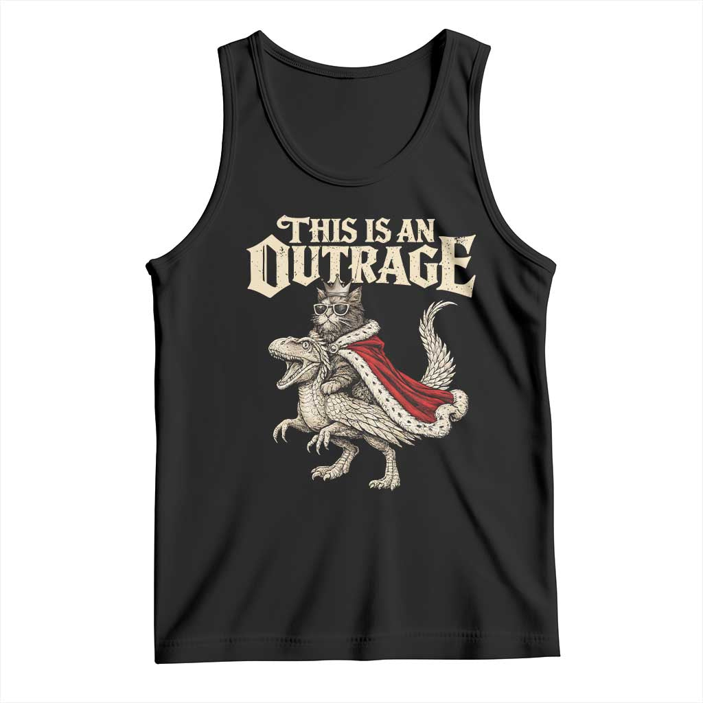 This Is an Outrage Royal Cat Tank Top Funny Princess Cat Riding Dragon Fantasy TS02 Black Print Your Wear