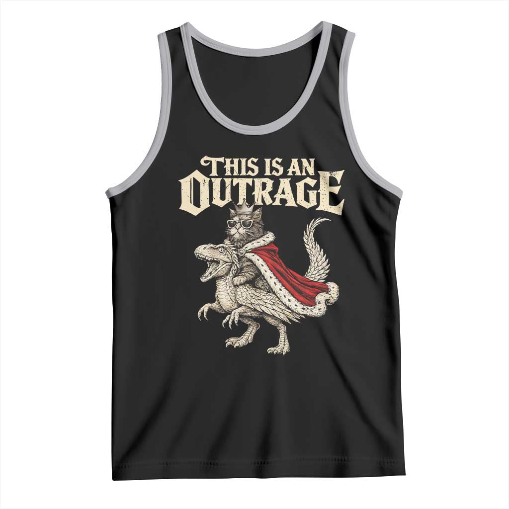 This Is an Outrage Royal Cat Tank Top Funny Princess Cat Riding Dragon Fantasy TS02 Black Athletic Heather Print Your Wear