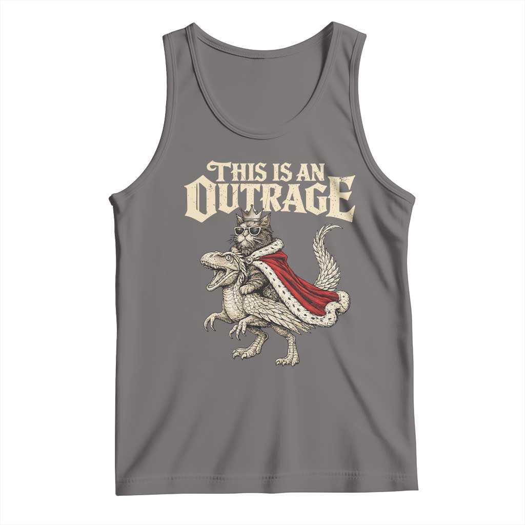 This Is an Outrage Royal Cat Tank Top Funny Princess Cat Riding Dragon Fantasy TS02 Deep Heather Print Your Wear