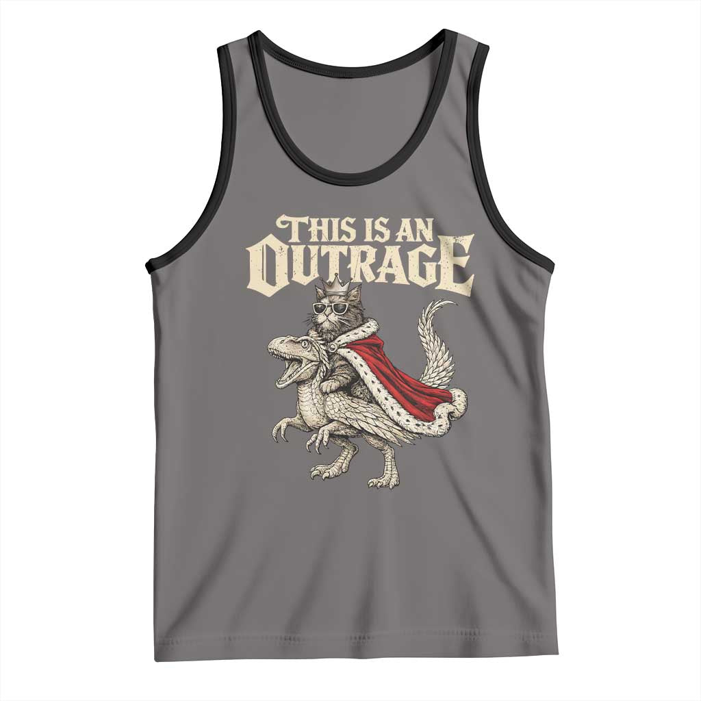 This Is an Outrage Royal Cat Tank Top Funny Princess Cat Riding Dragon Fantasy TS02 Deep Heather Black Print Your Wear