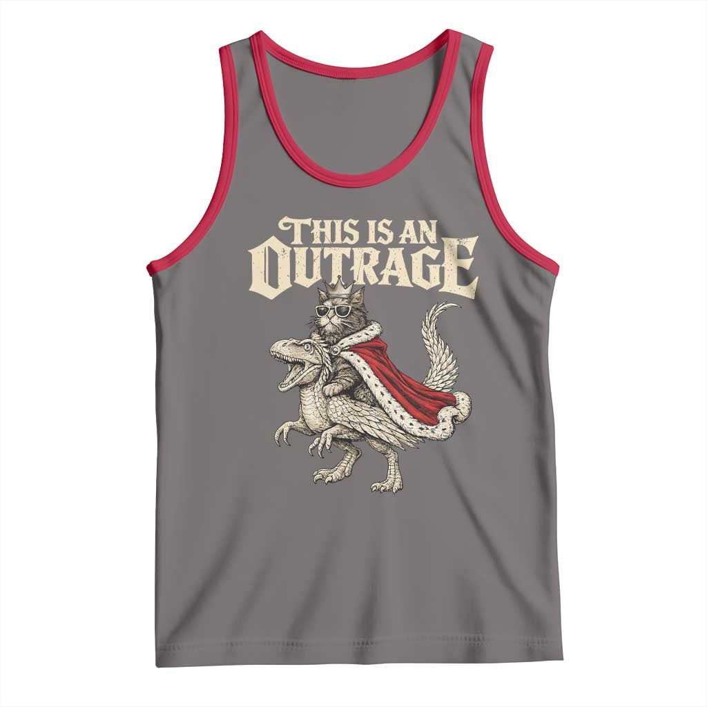 This Is an Outrage Royal Cat Tank Top Funny Princess Cat Riding Dragon Fantasy TS02 Deep Heather Red Print Your Wear