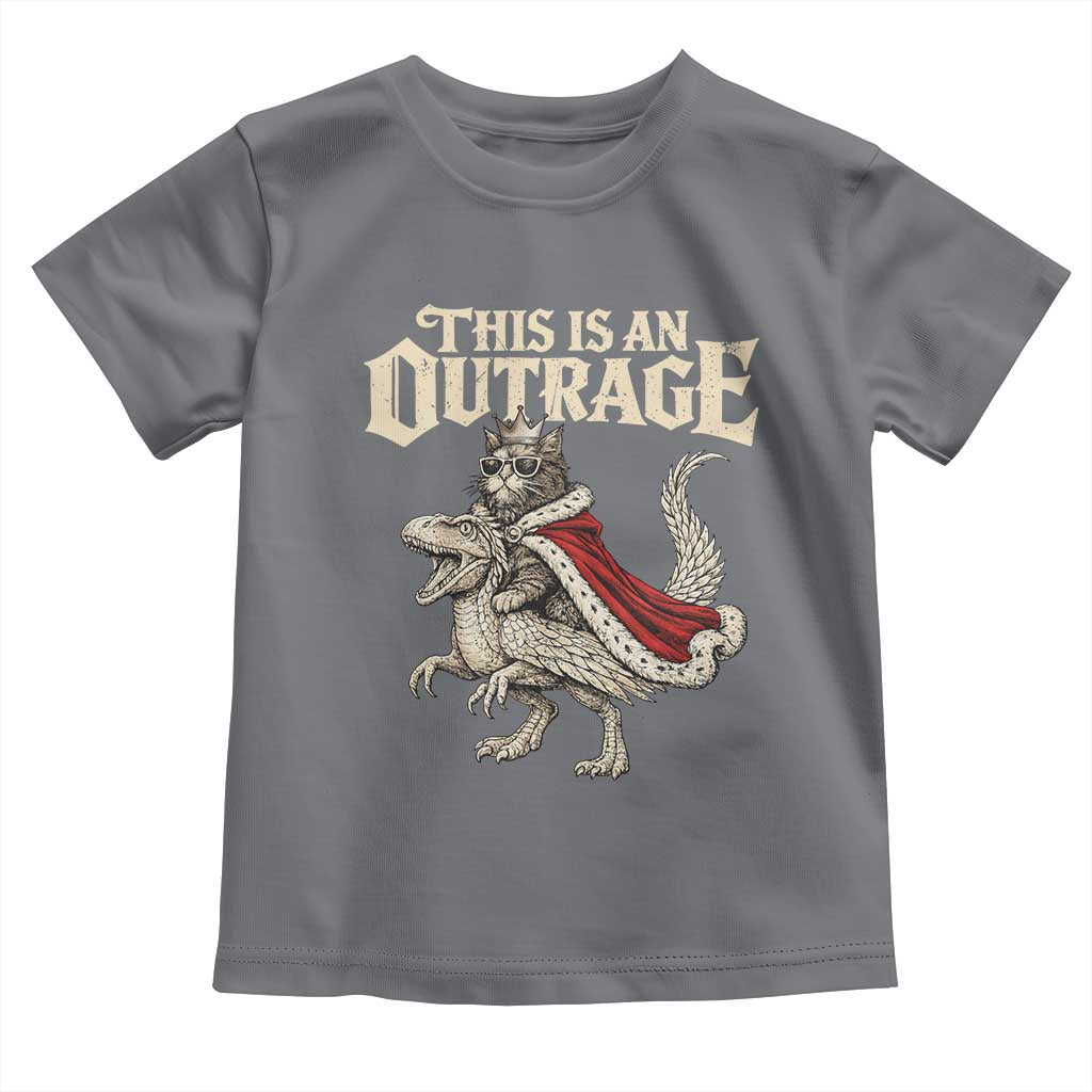 This Is an Outrage Royal Cat Toddler T Shirt Funny Princess Cat Riding Dragon Fantasy TS02 Charcoal Print Your Wear