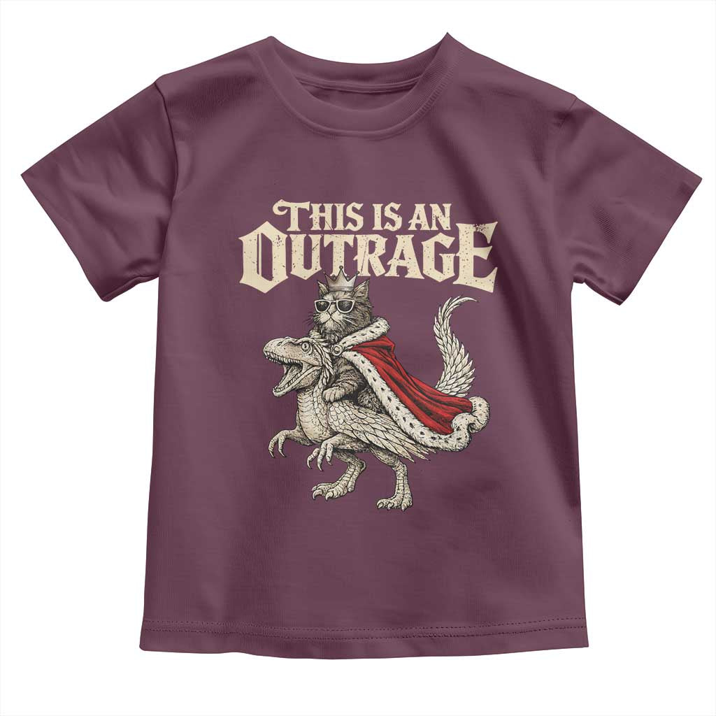 This Is an Outrage Royal Cat Toddler T Shirt Funny Princess Cat Riding Dragon Fantasy TS02 Maroon Print Your Wear