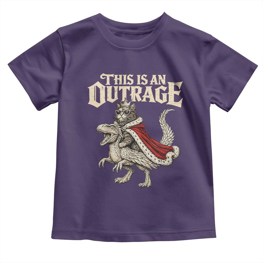 This Is an Outrage Royal Cat Toddler T Shirt Funny Princess Cat Riding Dragon Fantasy TS02 Purple Print Your Wear