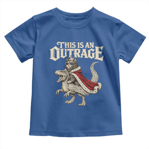 This Is an Outrage Royal Cat Toddler T Shirt Funny Princess Cat Riding Dragon Fantasy TS02 Royal Blue Print Your Wear