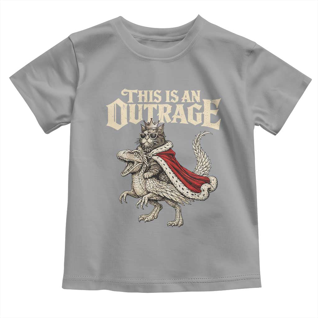 This Is an Outrage Royal Cat Toddler T Shirt Funny Princess Cat Riding Dragon Fantasy TS02 Sport Gray Print Your Wear