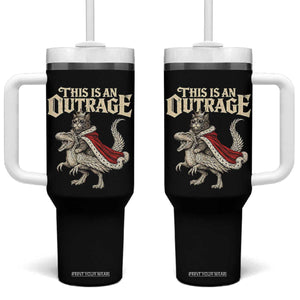 This Is an Outrage Royal Cat Tumbler With Handle Funny Princess Cat Riding Dragon Fantasy TS02 One Size: 40 oz Black Print Your Wear