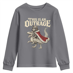 This Is an Outrage Royal Cat Youth Sweatshirt Funny Princess Cat Riding Dragon Fantasy TS02 Charcoal Print Your Wear
