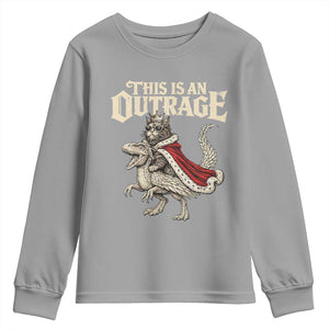 This Is an Outrage Royal Cat Youth Sweatshirt Funny Princess Cat Riding Dragon Fantasy TS02 Sport Gray Print Your Wear