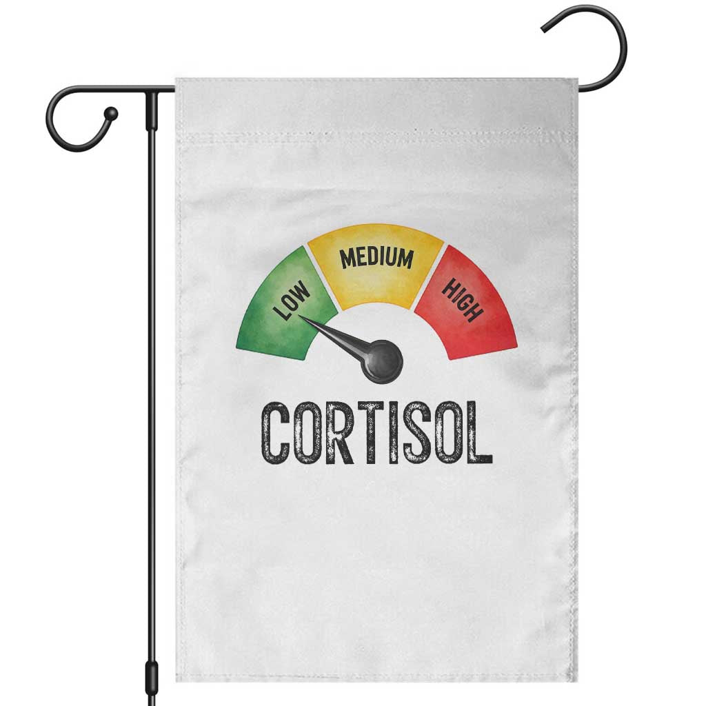 Funny Low Cortisol Stress Meter Garden Flag Low Medium High Anxiety Humor TS02 White Print Your Wear