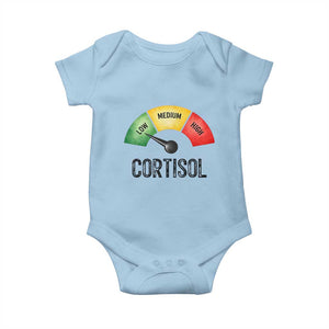 Funny Low Cortisol Stress Meter Baby Onesie Low Medium High Anxiety Humor TS02 Light Blue Print Your Wear