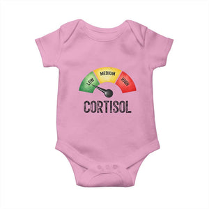 Funny Low Cortisol Stress Meter Baby Onesie Low Medium High Anxiety Humor TS02 Light Pink Print Your Wear