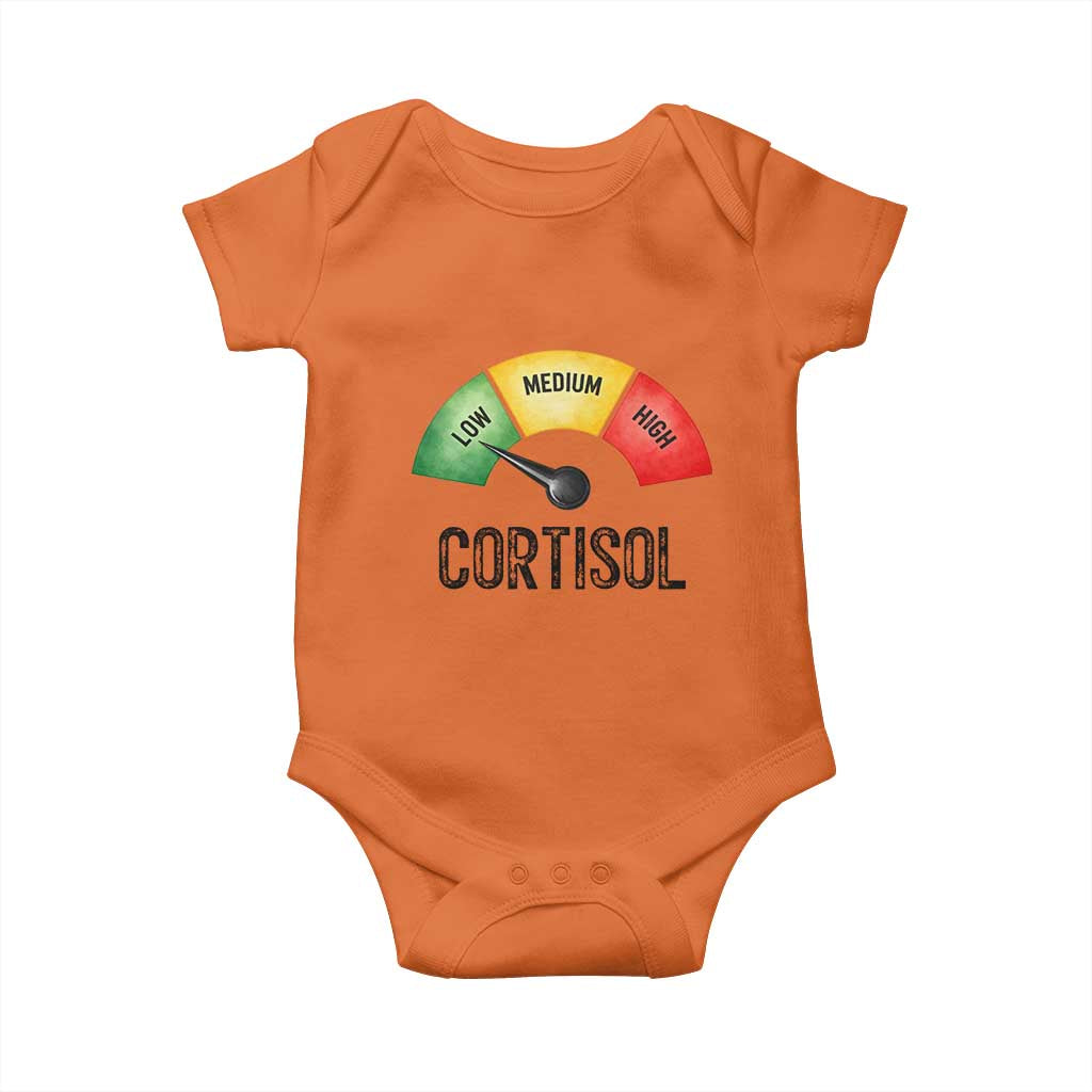 Funny Low Cortisol Stress Meter Baby Onesie Low Medium High Anxiety Humor TS02 Orange Print Your Wear