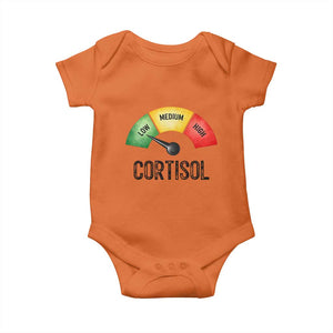 Funny Low Cortisol Stress Meter Baby Onesie Low Medium High Anxiety Humor TS02 Orange Print Your Wear