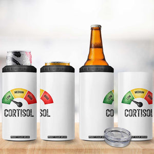 Funny Low Cortisol Stress Meter 4 in 1 Can Cooler Tumbler Low Medium High Anxiety Humor TS02 Print Your Wear
