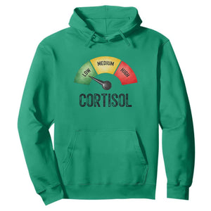 Funny Low Cortisol Stress Meter Hoodie Low Medium High Anxiety Humor TS02 Irish Green Print Your Wear