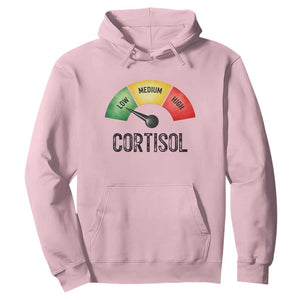 Funny Low Cortisol Stress Meter Hoodie Low Medium High Anxiety Humor TS02 Light Pink Print Your Wear