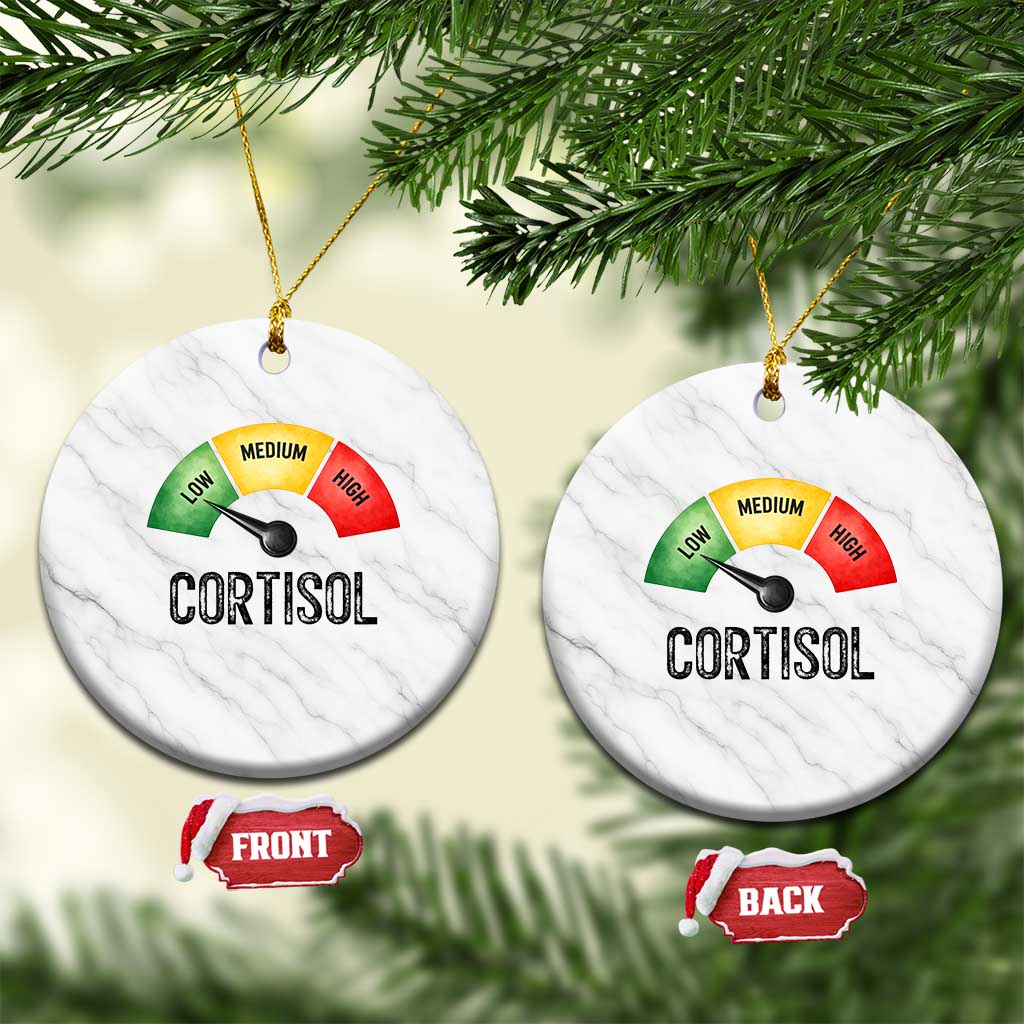 Funny Low Cortisol Stress Meter Ceramic Ornament Low Medium High Anxiety Humor TS02 1pc White Marble Print Your Wear