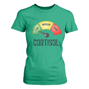 Funny Low Cortisol Stress Meter T Shirt For Women Low Medium High Anxiety Humor TS02 Irish Green Print Your Wear