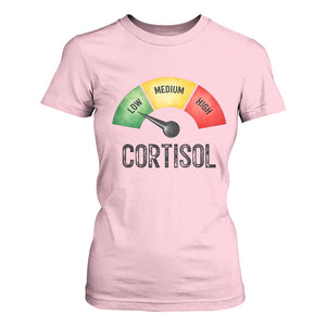 Funny Low Cortisol Stress Meter T Shirt For Women Low Medium High Anxiety Humor TS02 Light Pink Print Your Wear