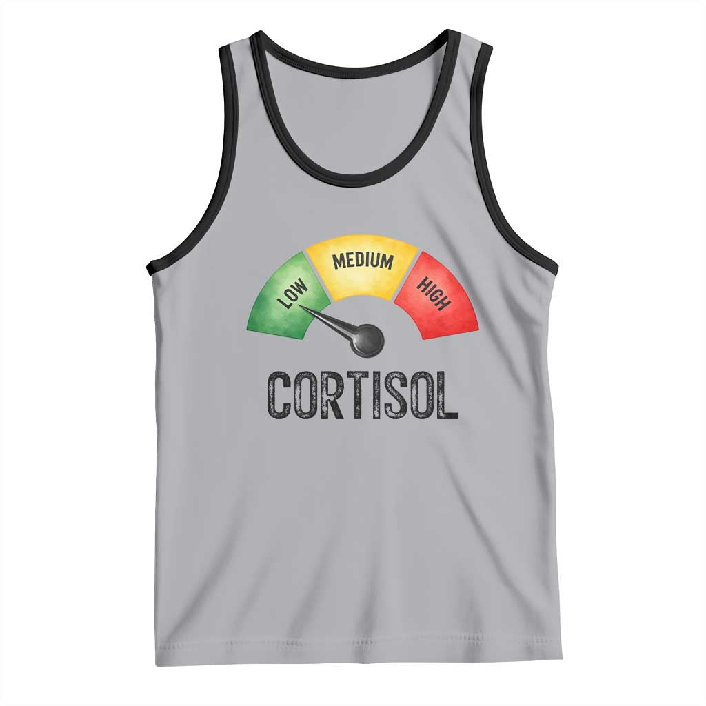 Funny Low Cortisol Stress Meter Tank Top Low Medium High Anxiety Humor TS02 Athletic Heather Black Print Your Wear