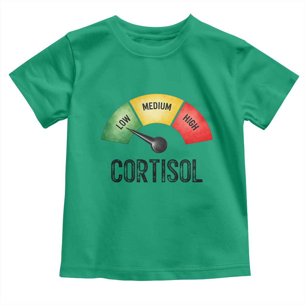 Funny Low Cortisol Stress Meter Toddler T Shirt Low Medium High Anxiety Humor TS02 Irish Green Print Your Wear