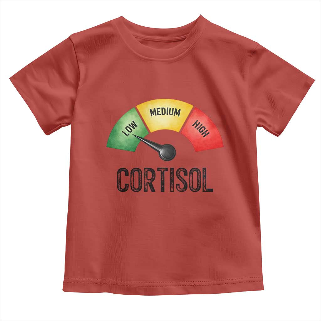 Funny Low Cortisol Stress Meter Toddler T Shirt Low Medium High Anxiety Humor TS02 Red Print Your Wear