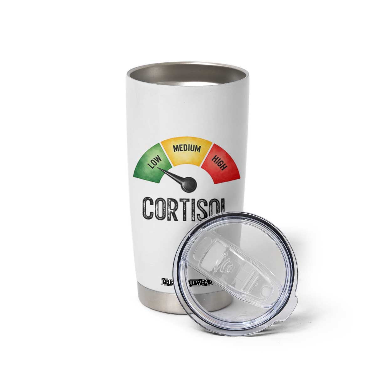 Funny Low Cortisol Stress Meter Tumbler Cup Low Medium High Anxiety Humor TS02 Print Your Wear