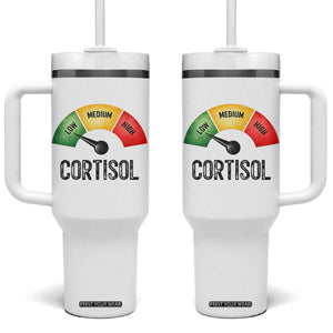 Funny Low Cortisol Stress Meter Tumbler With Handle Low Medium High Anxiety Humor TS02 One Size: 40 oz White Print Your Wear