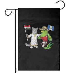 Egypt and Guatemala Friendship Heritage Pride Garden Flag Cute Cat and Quetzal Holding Flag TS02 Black Print Your Wear