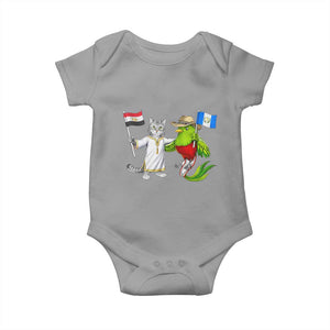 Egypt and Guatemala Friendship Heritage Pride Baby Onesie Cute Cat and Quetzal Holding Flag TS02 Sport Gray Print Your Wear