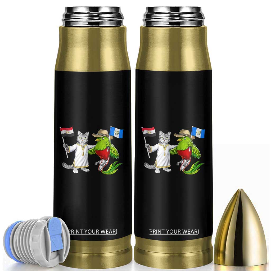Egypt and Guatemala Friendship Heritage Pride Bullet Tumbler Cute Cat and Quetzal Holding Flag TS02 Black Print Your Wear