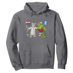 Egypt and Guatemala Friendship Heritage Pride Hoodie Cute Cat and Quetzal Holding Flag TS02 Charcoal Print Your Wear