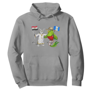 Egypt and Guatemala Friendship Heritage Pride Hoodie Cute Cat and Quetzal Holding Flag TS02 Sport Gray Print Your Wear