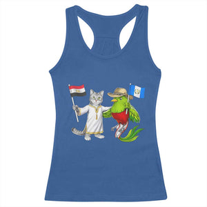 Egypt and Guatemala Friendship Heritage Pride Racerback Tank Top Cute Cat and Quetzal Holding Flag TS02 Royal Blue Print Your Wear