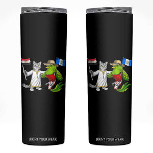Egypt and Guatemala Friendship Heritage Pride Skinny Tumbler Cute Cat and Quetzal Holding Flag TS02 Black Print Your Wear