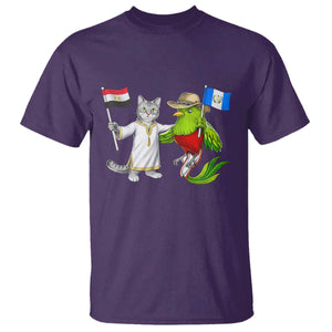 Egypt and Guatemala Friendship Heritage Pride T Shirt Cute Cat and Quetzal Holding Flag TS02 Purple Print Your Wear