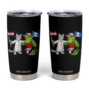 Egypt and Guatemala Friendship Heritage Pride Tumbler Cup Cute Cat and Quetzal Holding Flag TS02 Black Print Your Wear