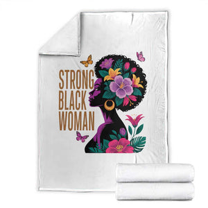 Strong Black Woman Floral Afro Throw Blanket Empowering Black Queen Pride Celebrating Melanin and Strength TS02 White Print Your Wear