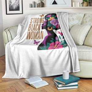 Strong Black Woman Floral Afro Throw Blanket Empowering Black Queen Pride Celebrating Melanin and Strength TS02 Print Your Wear