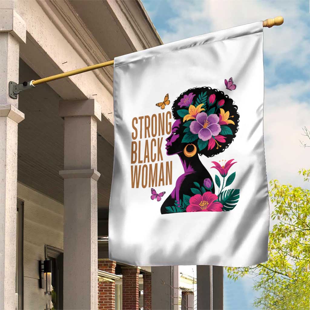 Strong Black Woman Floral Afro Garden Flag Empowering Black Queen Pride Celebrating Melanin and Strength TS02 Print Your Wear