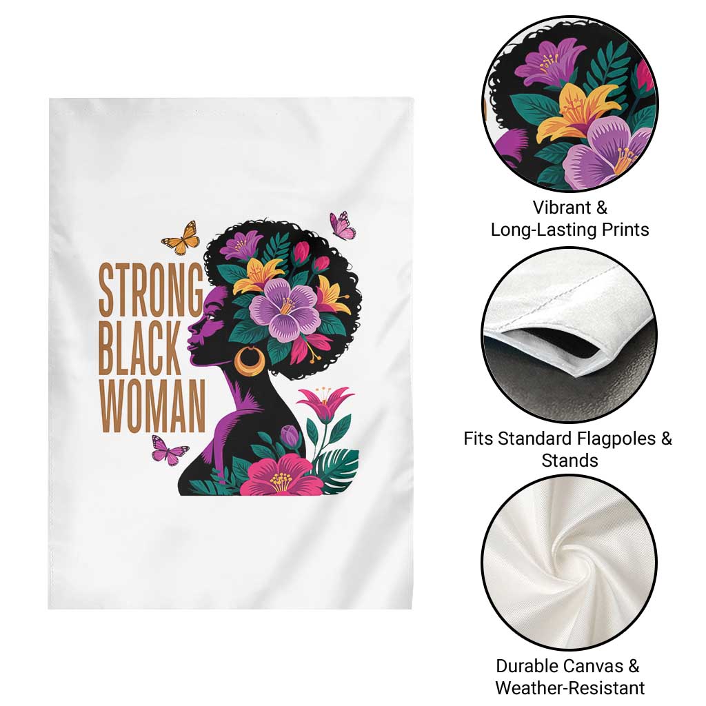 Strong Black Woman Floral Afro Garden Flag Empowering Black Queen Pride Celebrating Melanin and Strength TS02 Print Your Wear