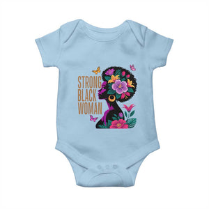 Strong Black Woman Floral Afro Baby Onesie Empowering Black Queen Pride Celebrating Melanin and Strength TS02 Light Blue Print Your Wear