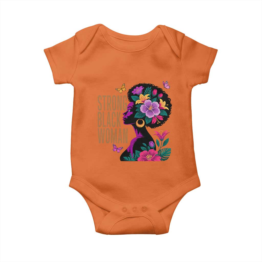 Strong Black Woman Floral Afro Baby Onesie Empowering Black Queen Pride Celebrating Melanin and Strength TS02 Orange Print Your Wear
