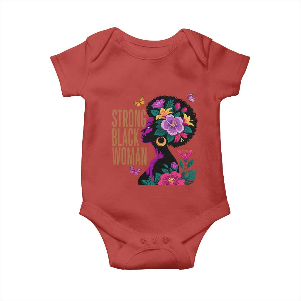 Strong Black Woman Floral Afro Baby Onesie Empowering Black Queen Pride Celebrating Melanin and Strength TS02 Red Print Your Wear
