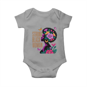 Strong Black Woman Floral Afro Baby Onesie Empowering Black Queen Pride Celebrating Melanin and Strength TS02 Sport Gray Print Your Wear