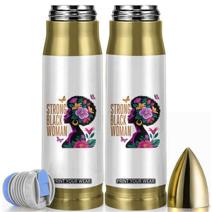 Strong Black Woman Floral Afro Bullet Tumbler Empowering Black Queen Pride Celebrating Melanin and Strength TS02 White Print Your Wear