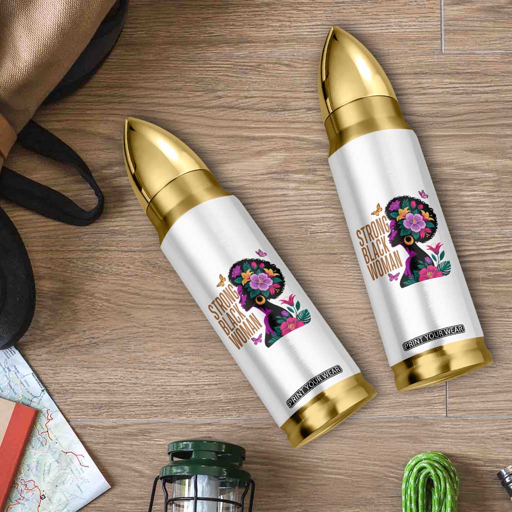 Strong Black Woman Floral Afro Bullet Tumbler Empowering Black Queen Pride Celebrating Melanin and Strength TS02 Print Your Wear
